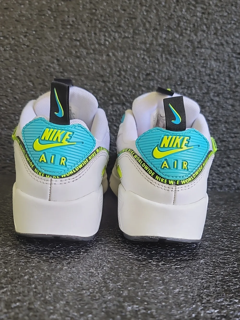 Nike Air Max 90 SE 🔥🔥 'Worldwide Pack-Blue Fury Volt' Wmns 6.5 Fast Shipping